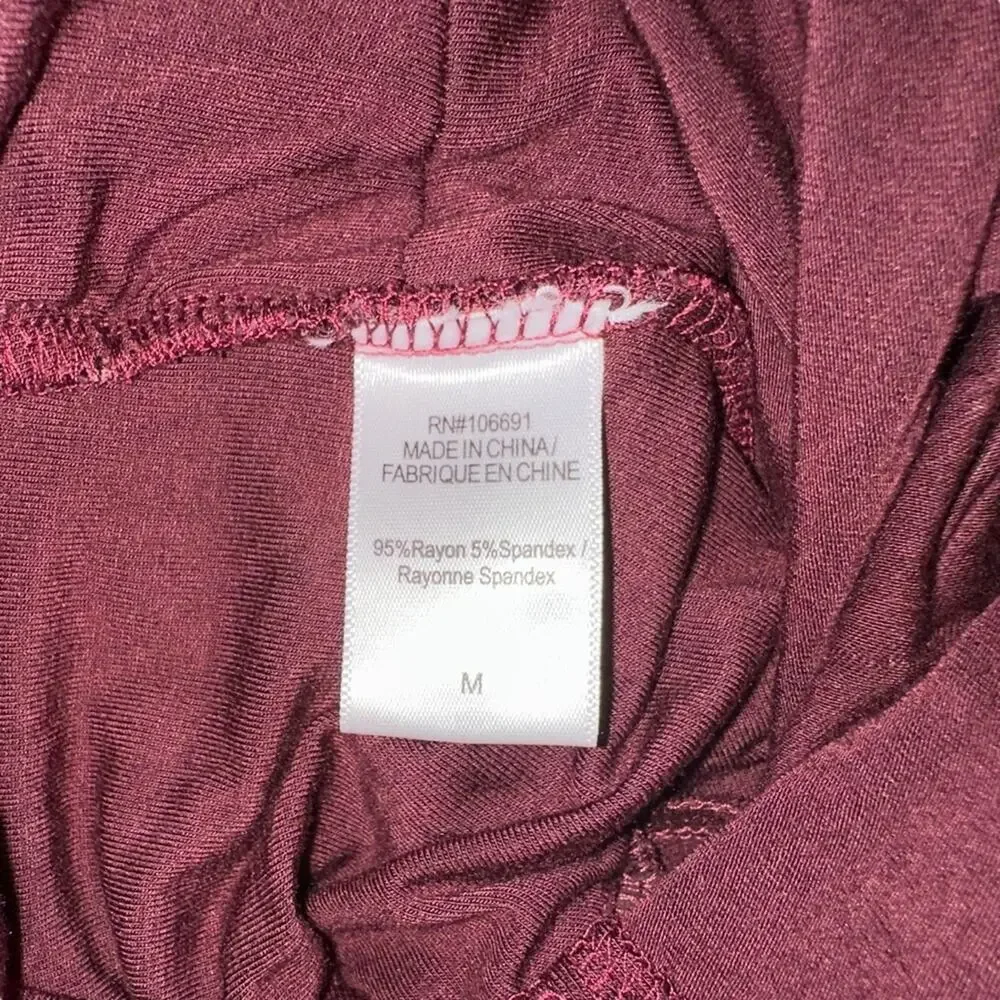 Young Fabulous & Broke Genesis Plunge Long Sleeve Burgundy Dress MEDIUM